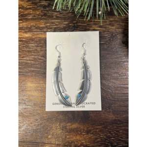 Billy Long Kingman Turquoise <b>Sterling</b> <b>Silver</b> <b>Dangle</b> Feather Drop <b>Earrings</b> - Product Image 4