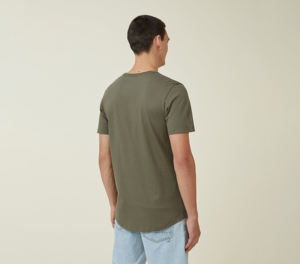 เสื้อยืดเส้นยาวของผู้ชายผ้าถักย้อมธรรมดาผ้าคอตตอนพิมพ์โลโก้ด้านหน้าทรงสูงสำหรับ100% - Product Image 2