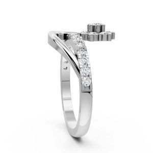 แหวนเพชรลายดอกไม้โค้ง - Product Image 2