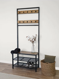 Mueble de pasillo de estilo industrial con 10 ganchos - Product Image 3