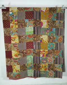 Les courtepointes Kantha 100% coton sur mesure en Patch marron bleu turquoise fonctionnent avec motif imprimé pour les magasins de textiles à la maison - Product Image 5