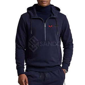 Vente en gros de sweats à capuche à demi-fermeture éclair pour hommes, design personnalisé, motifs solides en coton mélangé, meilleure qualité pour l'hiver à bas prix - Product Image 1