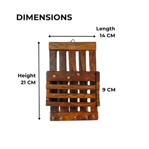 Porte-clés mural en bois avec crochets |   Organisateur de clés artisanal rustique pour entrée, salle de bain, salon, décoration intérieure - Product Image 3