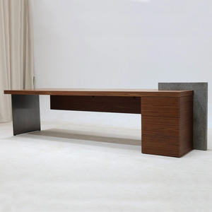 Streamlined Executive Wood Computer <b>Desk</b> CEO Boss Manager Office Furniture Commercial Workstation <b>Table</b> - Product Image 2