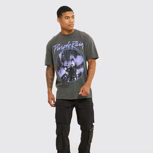 Gran oferta, camiseta Boxy Fit con cuello redondo para hombre, 100% de algodón, estampado de pantalla, patrón sólido, peso pesado de gran tamaño, estilo callejero DIY, logotipo personalizado - Product Image 2