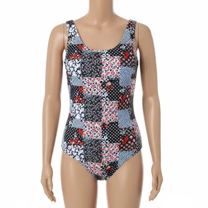 Maillot de bain une pièce patchwork à impression numérique tissu extensible en nylon spandex vêtements de plage à séchage rapide pour femmes costume de vacances d'été - Product Image 1