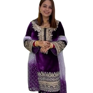 Dernier Designer Viscose Velvet Broderie Séquence Salwar Suit By Fab Zone - Product Image 1