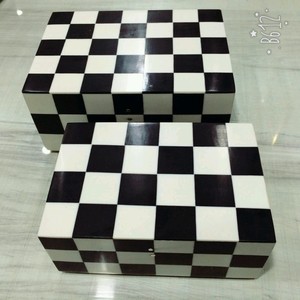 Cajas decorativas de hueso en blanco y negro con tapa Cajas decorativas de tendencia de madera Organizador al por mayor en blanco y negro disponible - Product Image 3