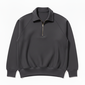 High-Density 330g Brushed Cotton 1/4 <b>Zip</b> Hoodie - Custom Luxury Unisex Fleece Jacket - High-End Autumn Streetwear Manufacturer - Product Image 4