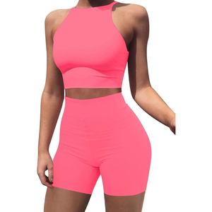 Femmes Léger Solide Motif Moulante Débardeur Crop Top Shorts Ensembles Casual Extensible Design-Skinny Fit - Product Image 4