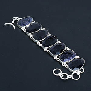 Pulsera delicada de piedra solar azul, pulsera hecha a mano de piedras preciosas de piedra solar brillante, joyería, pulsera de Color azul, regalo para ella, regalos para mamá - Product Image 4