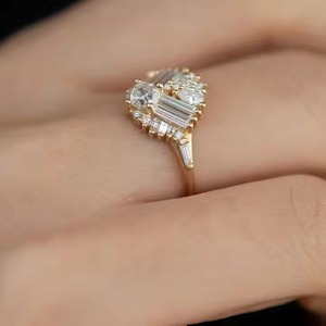 Bijoux en argent fin bague de mariage expédition rapide femmes taille brillante en argent Sterling 925 bagues de fiançailles avec Moissanite ou CVD - Product Image 3