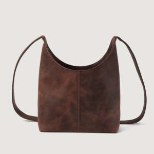 Sac hobo authentique en cuir marron vieilli - Product Image 4