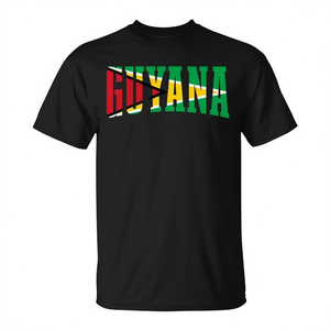 T-shirt Guyana Sports Style Retro Flag Pride nera media - Product Image 2