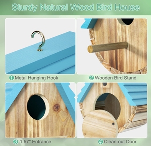 Personalizzare brillante blu e verde poli legname appeso Wren casa di legno uccello casa per piccoli animali per giardini all'aperto - Product Image 3