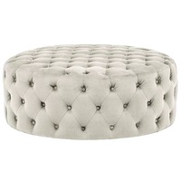 Pouf ottoman confortable de style luxueux et contemporain, en mousse haute densité, de forme ronde, pour chambre à coucher, hôtel et appartement