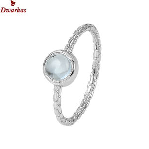 Bagues de fiançailles en argent sterling 925 de haute qualité, directement de l'usine, avec pierre de topaze bleue, design élégant, boîte cadeau pour femmes - Product Image 2