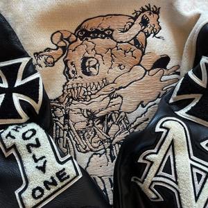 เสื้อแจ็คเก็ตทีมตัวแทนแขนยาวสำหรับผู้ชาย, เสื้อโค้ทผ้าคอปกสี่เหลี่ยมสไตล์สตรีทเสื้อแจ็คเก็ตบอมเบอร์ - Product Image 6