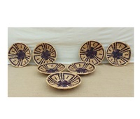 Étagère murale ronde bohème en jonc de mer tressé à la main, panier à motifs fait main, décoration intérieure / Artisanat vietnamien, décoration de salon
