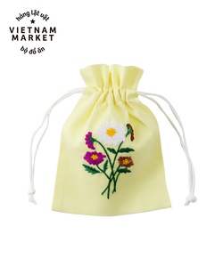 Sac en lin brodé à la main avec broderie de différentes couleurs sac à dos en lin 100% doux lavé OEM fabriqué au Vietnam - Product Image 4
