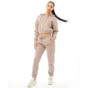 Nouvel arrivage de sweat à capuche en coton vierge crop top femmes à manches longues pull d'hiver personnalisé sweats à capuche élégants pour femmes - Product Image 1
