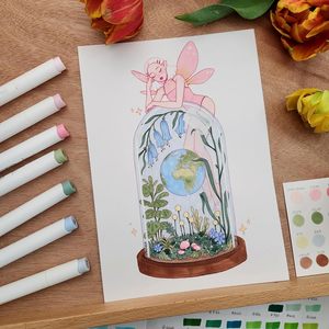 Ohuhu-Marcador de doble cara para cuaderno de bocetos artístico, a prueba de sangrado, tamaño grande de 9x12 pulgadas, 60 hojas/120 páginas, <span class=keywords><strong>libro</strong></span> de bocetos encuadernado con pegamento - Product Image 6