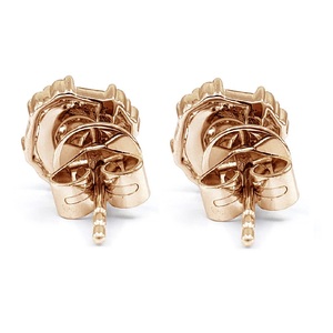 Boucles d'oreilles simples en or rose massif 18 carats de haute qualité, diamants véritables taille brillant, cadeau mignon pour fiançailles et mariage, bijoux fins - Product Image 3