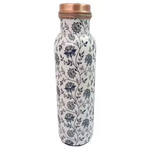 Elegant White Marble Printed Copper <b>Bottle</b> For Healthy Lifestyle With Golden Pattern And Luxurious Modern Look - Product Image 2