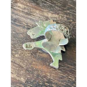 Delbert Arviso Kingman Turquoise Sterling <b>Silver</b> Tufa Cast Horse <b>Ring</b> Size 9.75 Bezel Setting Inlay Everyday Wear <b>Statement</b> <b>Ring</b> - Product Image 5
