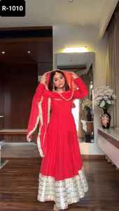 Dernières femmes vêtements de mariage Georgette matériel Anarkali robes avec codage Dori avec Sequnce robes de travail avec Dupatta ensemble pour les femmes - Product Image 3