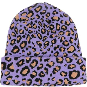 Bonnets d'hiver pour hommes et femmes Bonnet à revers imprimé léopard Double couche Bonnet de ski épais et doux et chaud avec tête de mort - Product Image 2