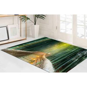 พรมลายทิวทัศน์ป่าไม้: พรมตกแต่งห้องนั่งเล่นแบบสั่งทำพิเศษ กันลื่น ผลิตจากวัสดุไม่ถักทอ บางเบา - Product Image 2