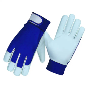 Gants de travail en cuir grainé de chèvre Interlock Tissu de coton Dos Gants de conduite en cuir respirant Sécurité des mains confortable - Product Image 1