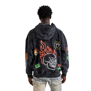 Sweat à capuche zippé pour homme en molleton bouclette délavé à l'acide et effet soleil, personnalisable, style streetwear décontracté, dernier design, vente en gros OEM - Product Image 3