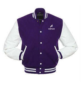 Veste Letterman à manches en cuir véritable en laine avec taille personnalisée Vestes Letterman pour hommes utilisés uniquement - Product Image 1