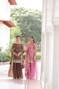 Conjunto de Salwar Kameez con Dupatta Sharara de Seda Fendi con Bordado de Lentejuelas, Estilo Vintage para Fiesta - Product Image 5