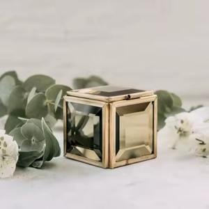 Latest <b>Mini</b> Golden Glass Jewelry <b>Storage</b> and Organizer <b>Box</b> Hot Selling Ring <b>Box</b> for Gifting - Product Image 1