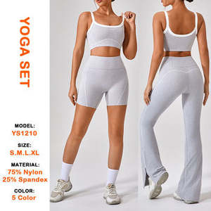 Ensemble de yoga et de fitness personnalisé pour femmes, respirant, écologique, en spandex/coton, taille haute, élastique, uni, vêtements de sport d'extérieur - Product Image 3