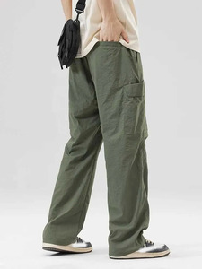 Pantalones Cargo informales con múltiples bolsillos para hombre, de secado rápido, transpirables, a prueba de viento, de talla grande, bordados, impermeables, de corte holgado - Product Image 5
