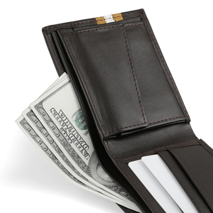 Portefeuille Homme de Luxe Haute Qualité en Cuir Véritable Marron Foncé, Pliant, avec Broderie Logo Personnalisé, Multifonctionnel, Anti-RFID, Grande Capacité - Product Image 4