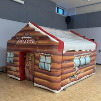Maison de grotte gonflable personnalisée du Père Noël pour la location commerciale, tente de fête de Noël pour enfants