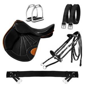 Handmade 100% Premium Cowhide Leather English Saddle Package All-Purpose Jumping <b>Racing</b> Tack Customizable Matching Girth - Product Image 1