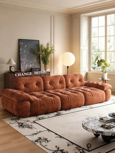 Sofá Moderno de Tela con Mechones, Tres Plazas, Brazos Acolchados, Estilo Chesterfield Contemporáneo, Muebles para Sala de Estar - Product Image 2