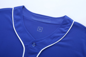 Royal Blue Ronpex International Baseball Jersey Short Sleeve <b>Button</b> Front Unisex Breathable Anti-Bacterial Moisture Wicking 100% - Product Image 4