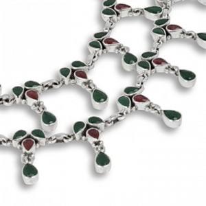 Tobillera de racimo de Esmeralda y rubí de diseñador, cadena de piedras preciosas ovaladas de Plata de Ley 925, joyería para ropa de mujer en ocasiones especiales - Product Image 2