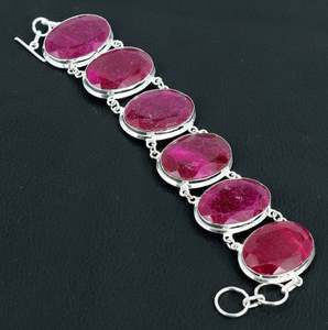 Pulsera de rubí rojo de Cachemira-Pulsera de Plata de Ley 925-Pulsera de piedras preciosas-Joyería hecha a mano-Pulsera de plata de rubí Regalo de aniversario - Product Image 2