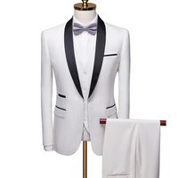 Costume de smoking trois pièces pour homme, coupe ajustée, grandes tailles, nouveauté, veste à simple boutonnage, blazer pour mariage, pantalon court, vente chaude