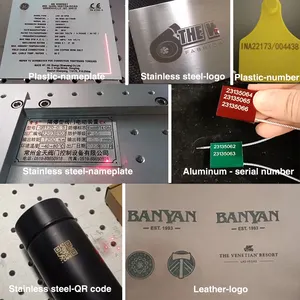 Mesin penanda serat laser kartu kredit papan nama mini portabel 400mm kustomisasi logo untuk plastik baja tahan karat logam