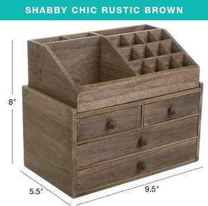Organizador de maquillaje de madera de 2 piezas-9,5x5,5x8 pulgadas-4 cajones; 16 compartimentos - Product Image 3
