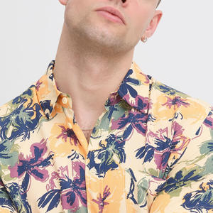 Camisas estampadas para hombre de estilo de vacaciones con mangas cortas bordado de etiqueta de logotipo personalizado y embalaje personal - Product Image 2